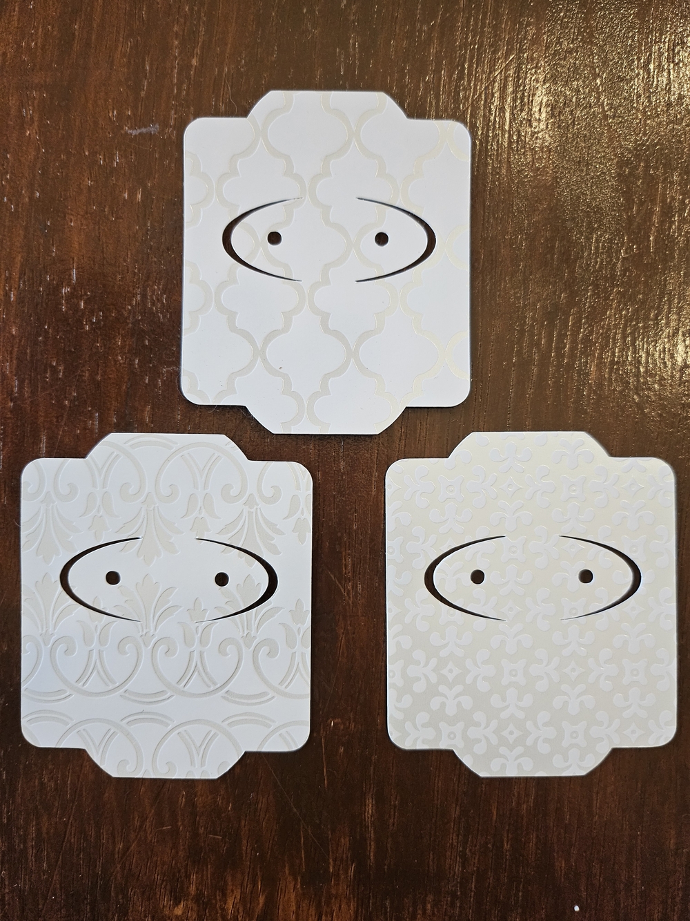 Boutique White Embossed Earring Cards Jewelry Packaging - 20 Total Pack
